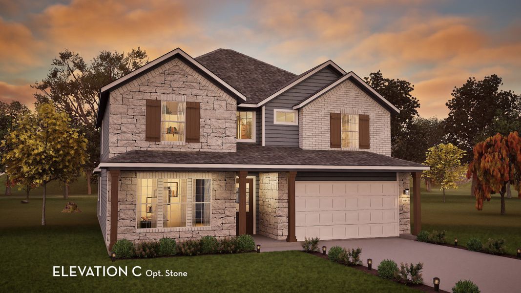 Representative exterior photo of a completed home built from the Southfork by CastleRock Communities in Hickory Ridge, Elmendorf, TX (Image 21). Representative exterior photo of a completed home built from the Southfork by CastleRock Communities in Hickory Ridge, Elmendorf, TX (Image 21).