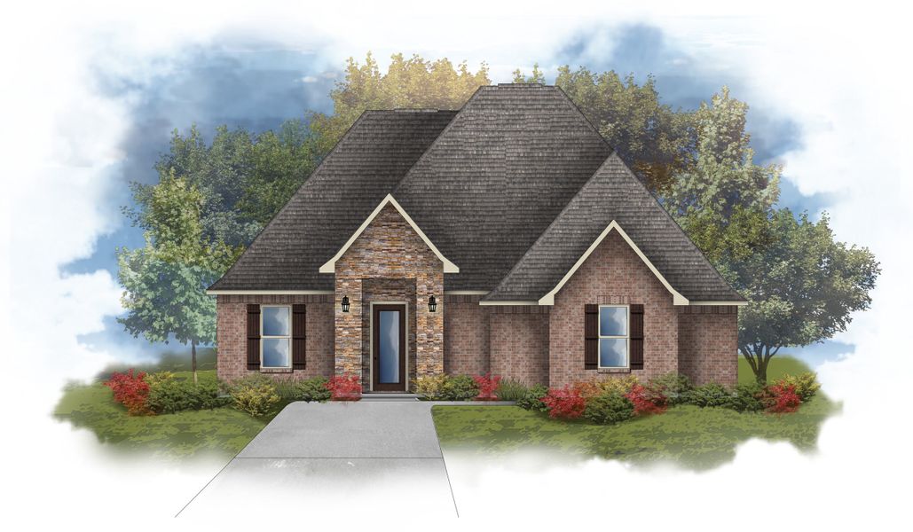 Representative exterior photo of a completed home built from the Larson II S by DSLD Homes in Longleaf, Lumberton, TX (Image 1). Representative exterior photo of a completed home built from the Larson II S by DSLD Homes in Longleaf, Lumberton, TX (Image 1).