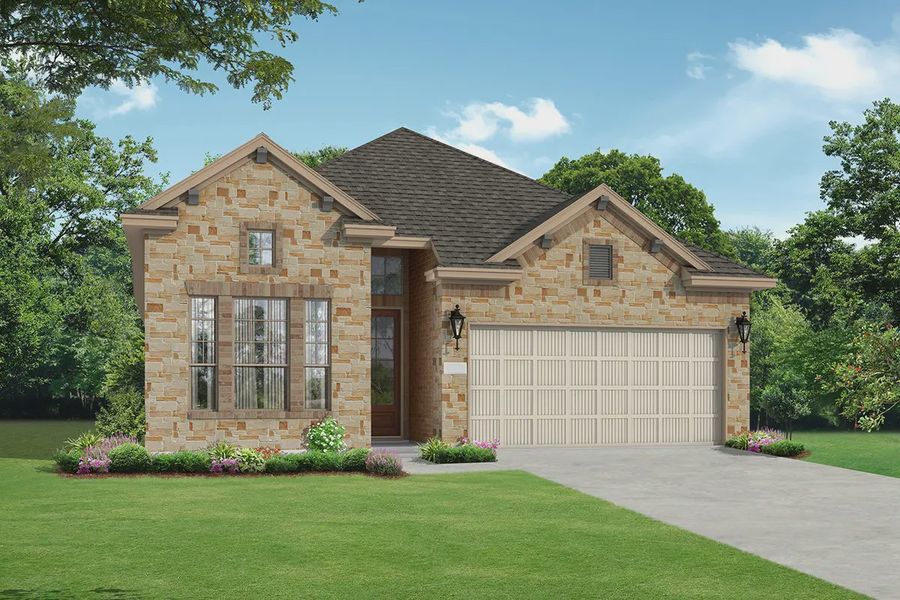Representative exterior photo of a completed home built from the Oakley by Chesmar Homes in Brookewater 45's, Rosenberg, TX (Image 10). Representative exterior photo of a completed home built from the Oakley by Chesmar Homes in Brookewater 45's, Rosenberg, TX (Image 10).