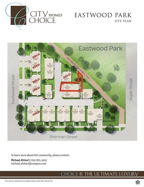 Highlighted in RED is the homes location - home has direct access to the Hike & Bike Trail!