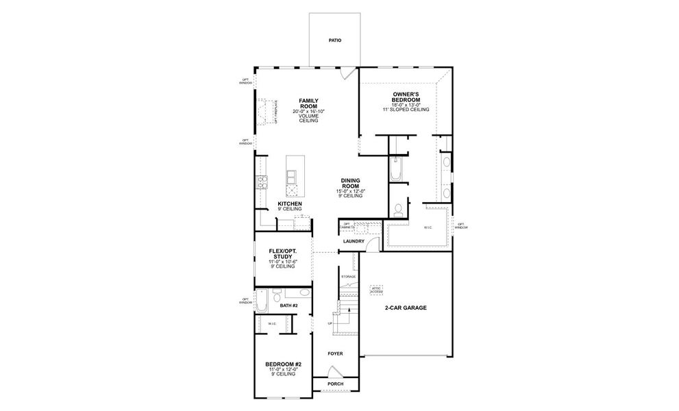 2D floor plan layout of this home in Lily Creek at Sutton Fields, Aubrey, TX (Image 2).