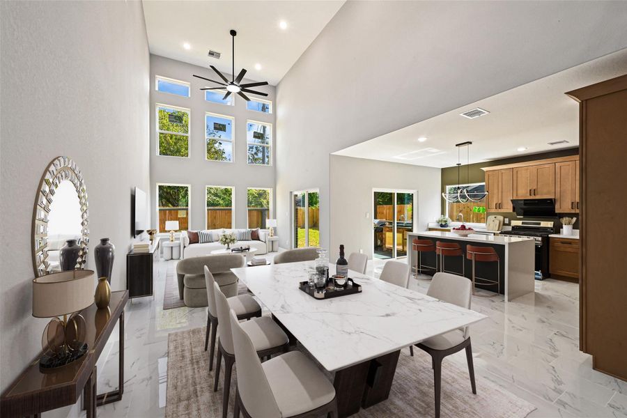 Staged picture of the Living room/Dining
