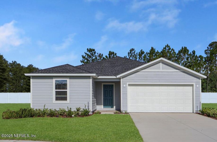 Front exterior of a new home in Holstein Crossing: Holstein Crossing 50s, Green Cove Springs, FL, highlighting curb appeal (Image 1).