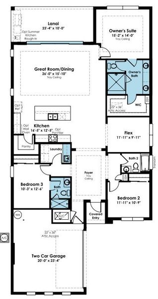 2D floor plan layout of this home in Cresswind at Hammock Oaks, Lady Lake, FL (Image 5).