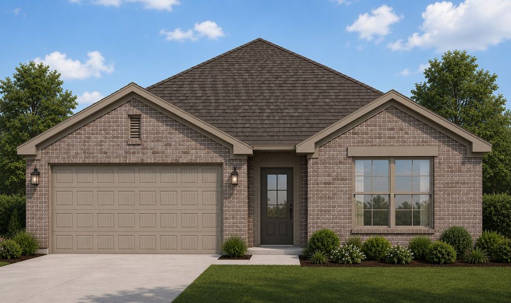 Front exterior of a new home in Trail Creek, Cleburne, TX, highlighting curb appeal (Image 2). Front exterior of a new home in Trail Creek, Cleburne, TX, highlighting curb appeal (Image 2).