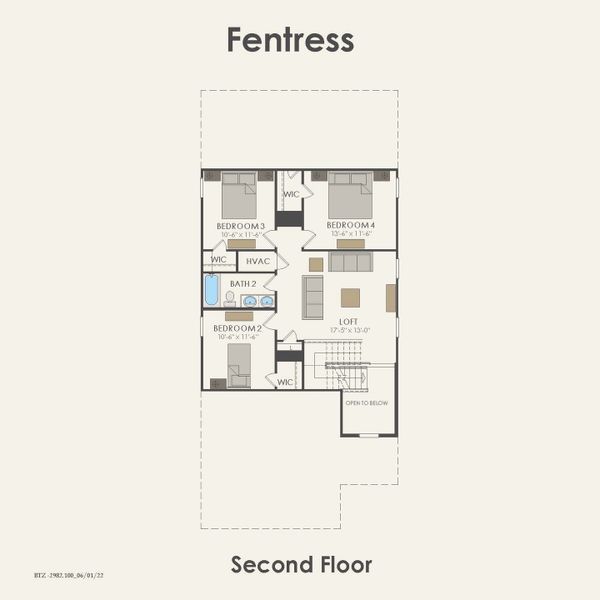 2D floor plan layout for the Fentress by Centex in Clearhaven, Princeton, TX (Image 4).