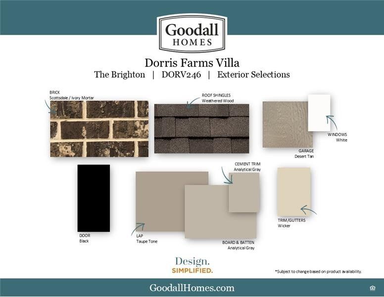 Sample of building materials used in homes in Dorris Farm at Willow Springs, White House (Image 28).
