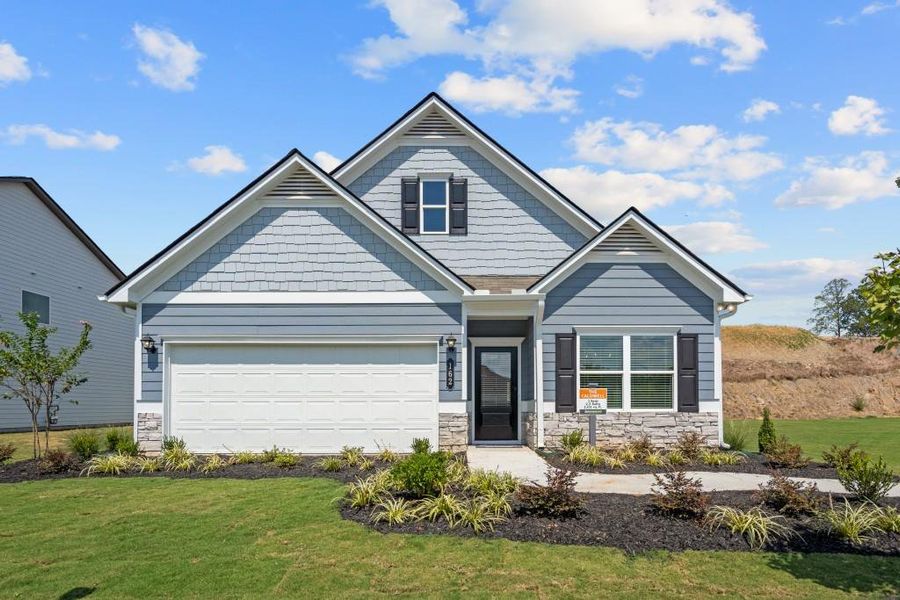 Front exterior of a new home in Victoria Heights, Dallas, GA, highlighting curb appeal (Image 1). Front exterior of a new home in Victoria Heights, Dallas, GA, highlighting curb appeal (Image 1).