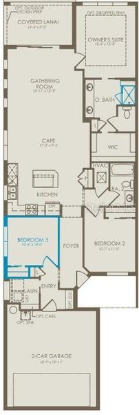2D floor plan layout of this home in Del Webb Oasis, Winter Garden, FL (Image 2).