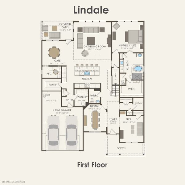 2D floor plan layout for the Lindale by Pulte Homes in Mission Hills, Garland, TX (Image 4).