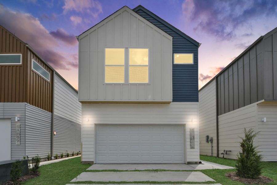 Front exterior of a new home in Alicante, Houston, TX, highlighting curb appeal (Image 21).