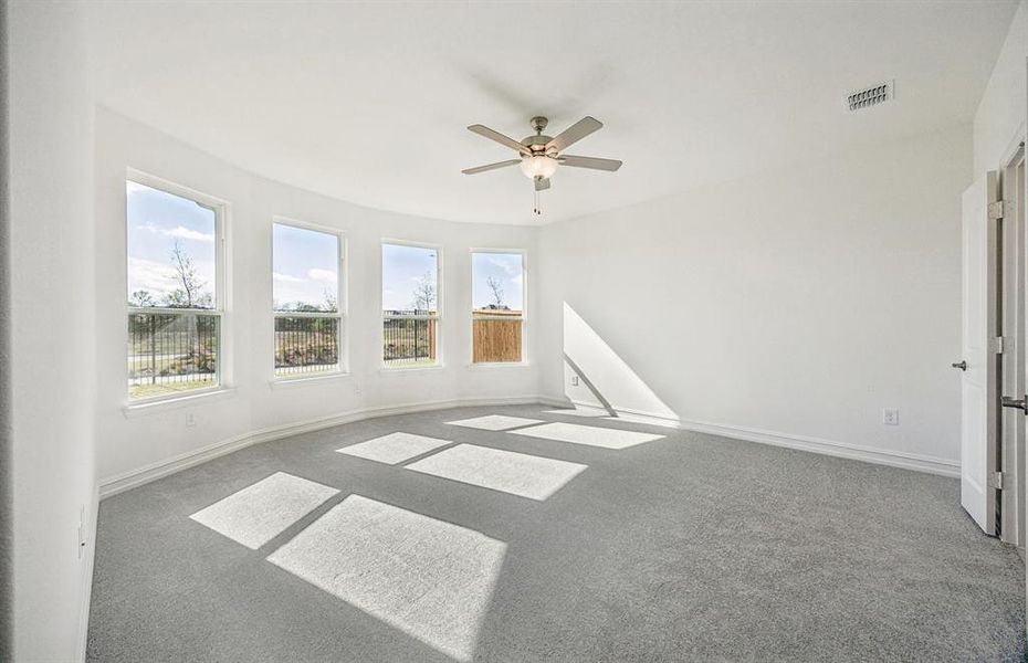 Spacious owner's suite highlighted by large windows Spacious owner's suite highlighted by large windows