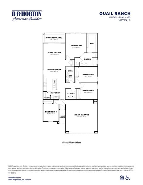2D floor plan layout for the Dalton by D.R. Horton in Quail Ranch, San Tan Valley, AZ (Image 5).