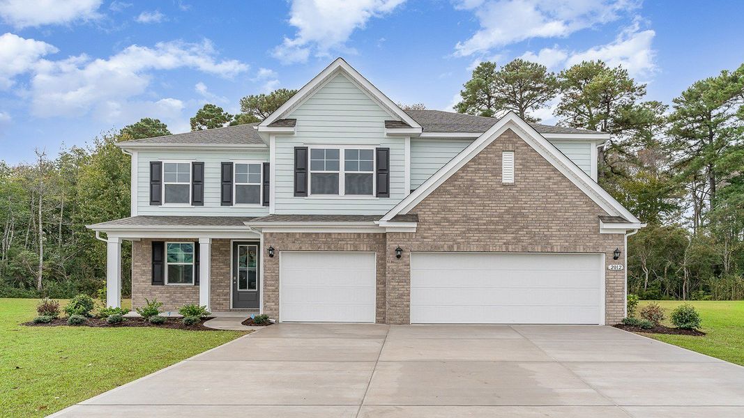 Front exterior of a new home in Eden Springs, Longs, SC, highlighting curb appeal (Image 16).