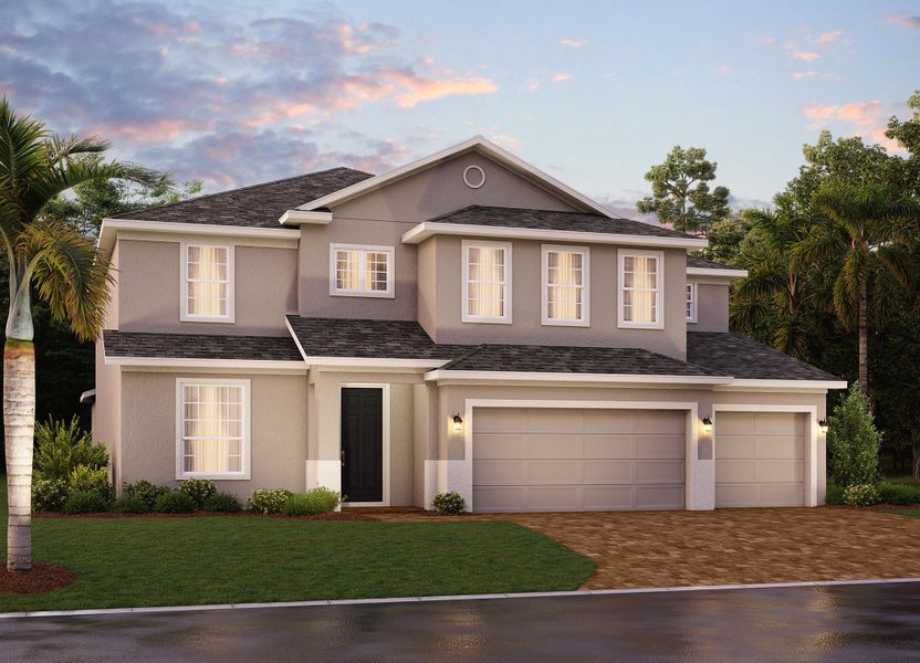 Representative exterior photo of a completed home built from the Exbury Executive by Risewell Homes in Trinity Lakes, Groveland, FL (Image 5). Representative exterior photo of a completed home built from the Exbury Executive by Risewell Homes in Trinity Lakes, Groveland, FL (Image 5).
