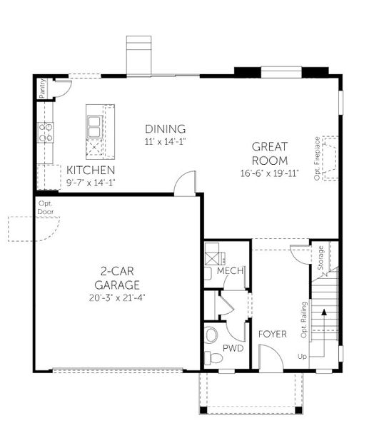 2D floor plan layout for the Antero - Single Family Homes by Dream Finders Homes in Hidden Creek, Frederick, CO (Image 4).