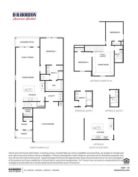 2D floor plan layout for the FLORENCE by D.R. Horton in Lakes at Westland Ranch, League City, TX (Image 3).