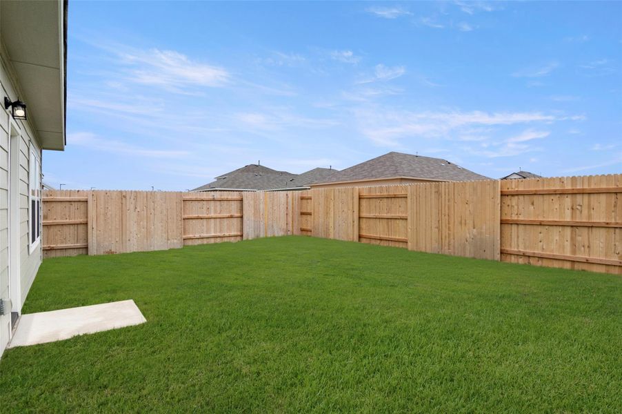 View of fenced backyard