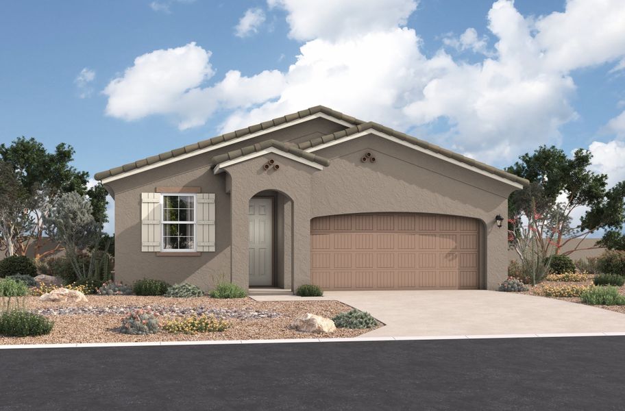 Representative exterior photo of a completed home built from the Chatsworth by Beazer Homes in Acacia Foothills at Estrella: Acacia Foothills II, Goodyear, AZ (Image 1).