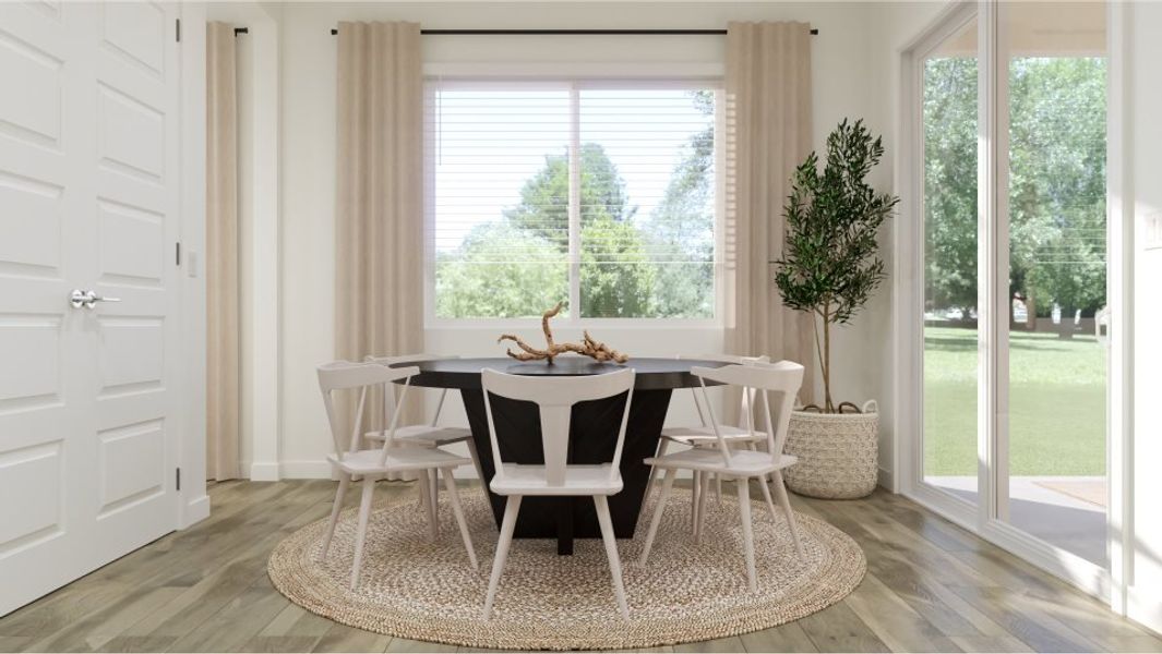 Breakfast room near the covered patio