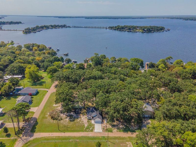 Bird's eye view of a nearby body of water Bird's eye view of a nearby body of water