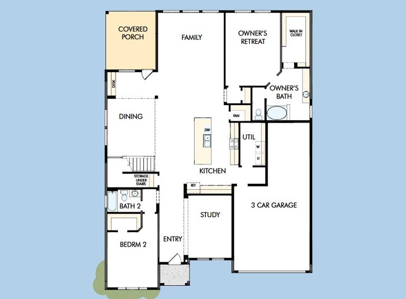 2D floor plan layout for the The Beckton by David Weekley Homes in Sundance Cove Lakeside - Overlook View Collection, Crosby, TX (Image 4).