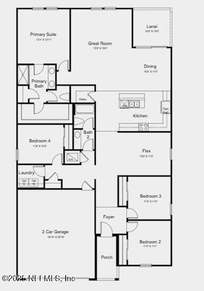 2D floor plan layout of this home in Coopers Meadow, Jacksonville, FL (Image 4). 2D floor plan layout of this home in Coopers Meadow, Jacksonville, FL (Image 4).