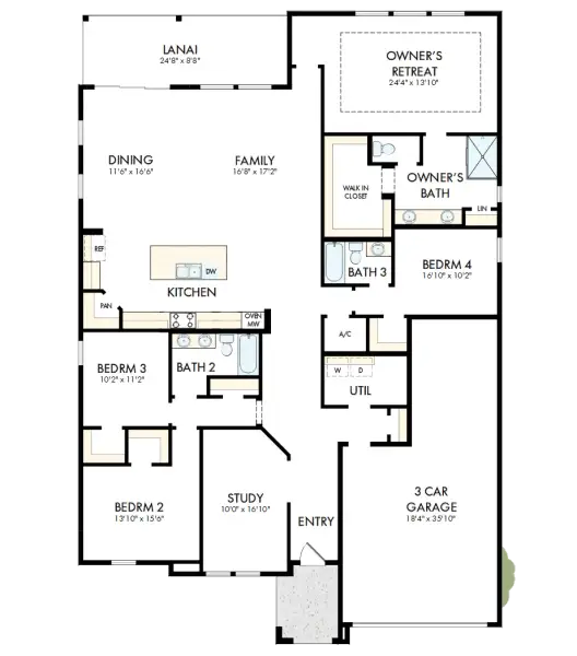 2D floor plan layout of this home in The Preserve at Laurelton – Haven Collection, Green Cove Springs, FL (Image 2). 2D floor plan layout of this home in The Preserve at Laurelton – Haven Collection, Green Cove Springs, FL (Image 2).