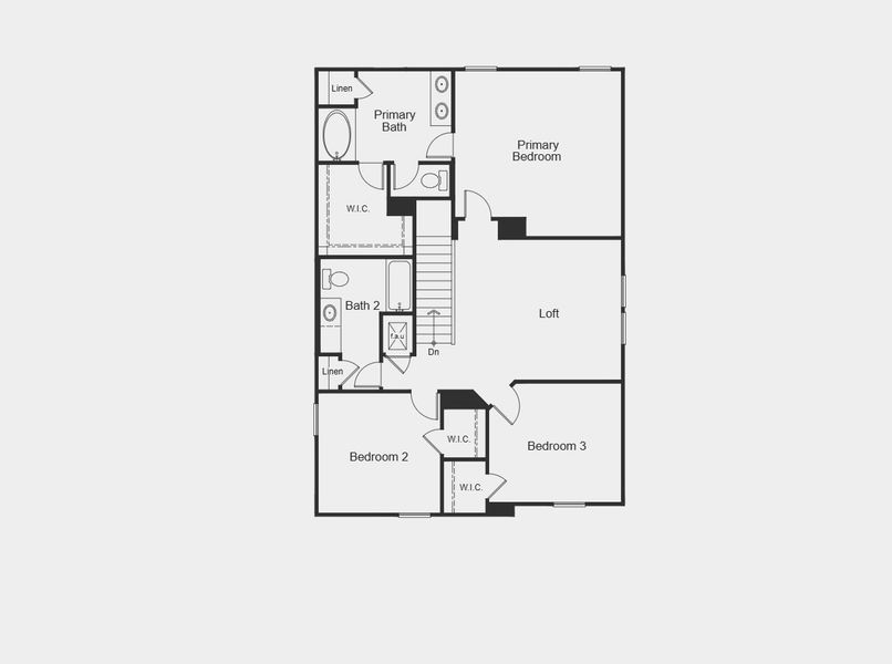 2D floor plan layout for the 2071 by KB Home in Sunset Oaks, Maxwell, TX (Image 3).