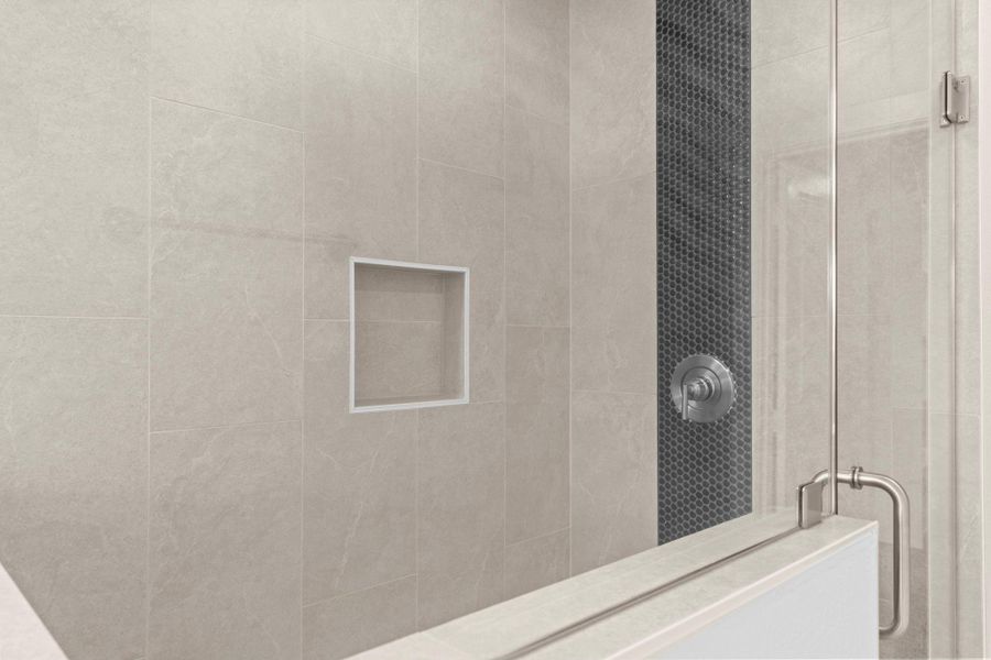 The indulgence shower features clean tile work and a convenient built in niche that adds a touch of practicality. A beautiful space that feels both modern and timeless. Seamless glass shower and more! The indulgence shower features clean tile work and a convenient built in niche that adds a touch of practicality. A beautiful space that feels both modern and timeless. Seamless glass shower and more!