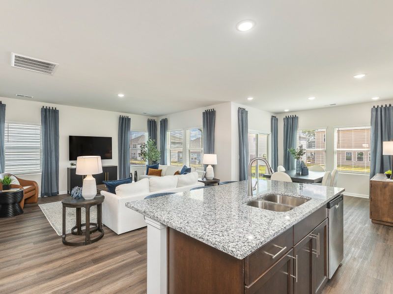 Kitchen in the Chandler floorplan at a Meritage Homes community in Angier, NC.