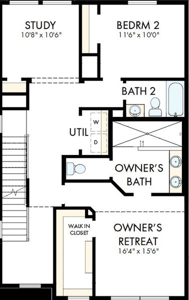 2D floor plan layout of this home in Reserve at Park Row, Houston, TX (Image 3).