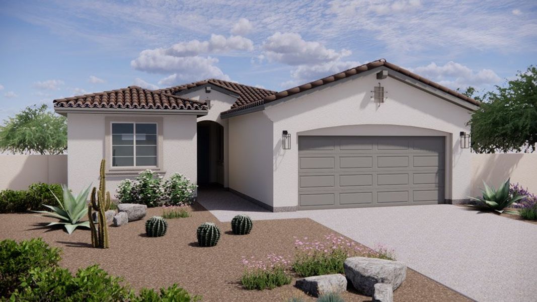 Representative exterior photo of a completed home built from the 1889 by Homes by Towne in Windrose V, Waddell, AZ (Image 21).