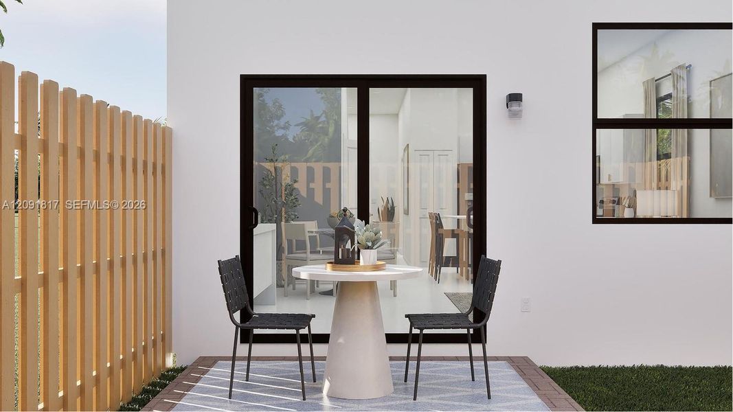 Exterior details and patio area of a home in Pineland Crest, Miami (Image 2).