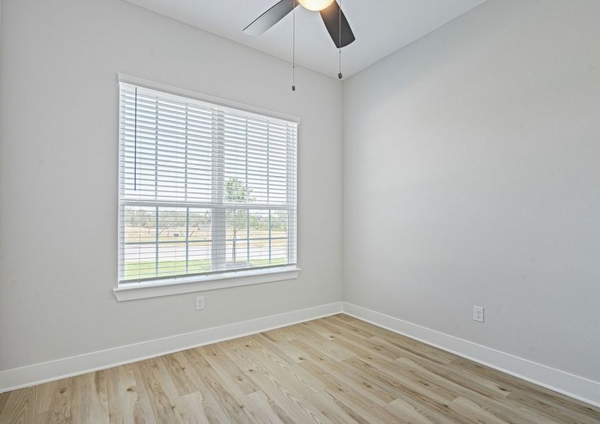 The flex room has a large window that lets in great, natural light.