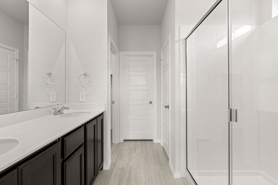 Front exterior of a new home in Keeneland, Aubrey, TX, highlighting curb appeal (Image 20).