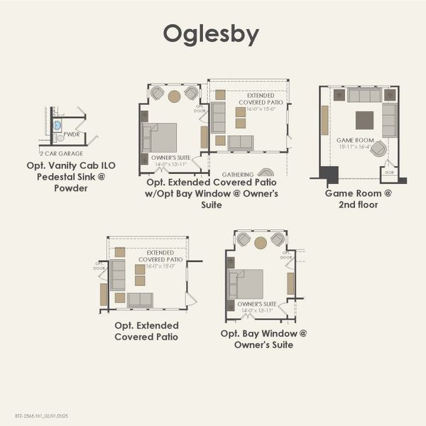 2D floor plan layout for the Oglesby by Pulte Homes in Highland Lakes, McKinney, TX (Image 4).