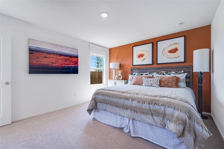 Bedroom with carpet flooring