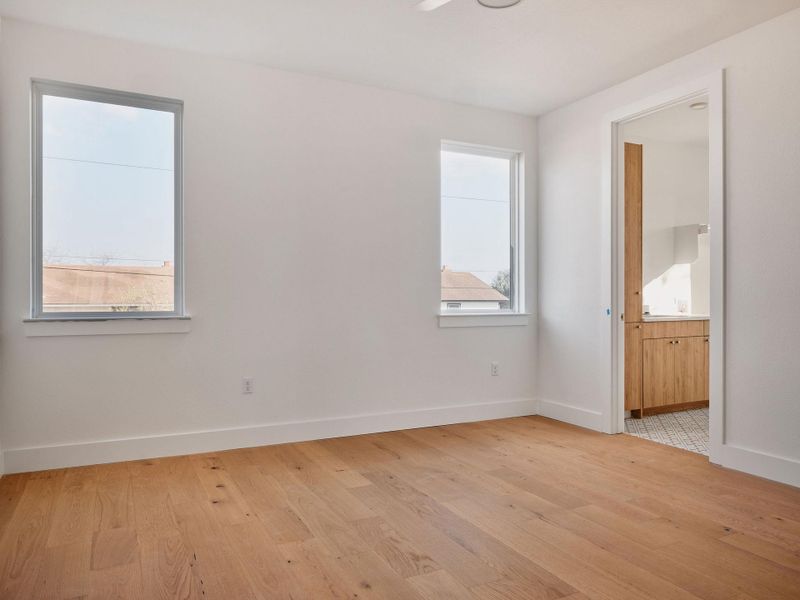 Spare room featuring light wood-style floors