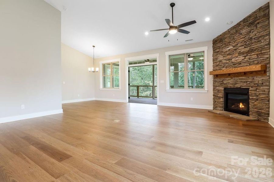 Kitchen and great room flows easily into dining room.