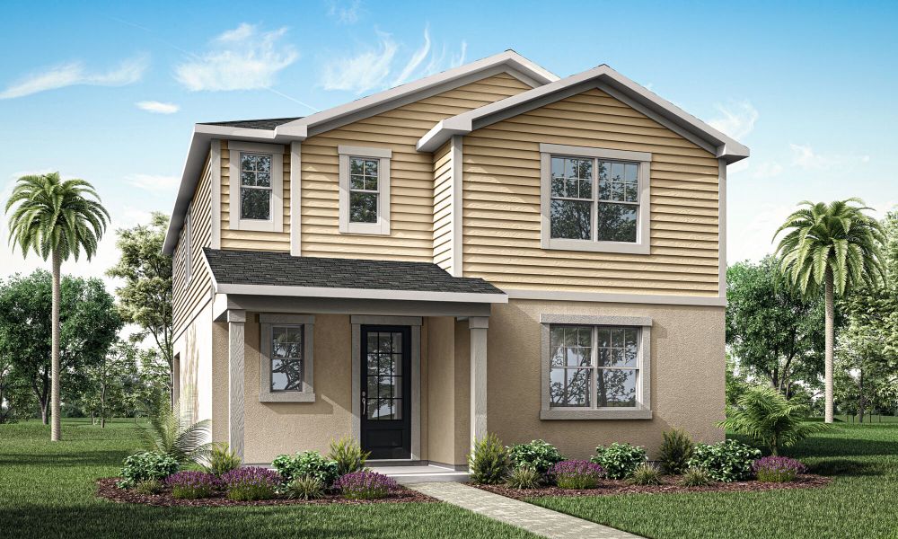 Representative exterior photo of a completed home built from the Windley by Mattamy Homes in Meridian Parks, Orlando, FL (Image 5). Representative exterior photo of a completed home built from the Windley by Mattamy Homes in Meridian Parks, Orlando, FL (Image 5).