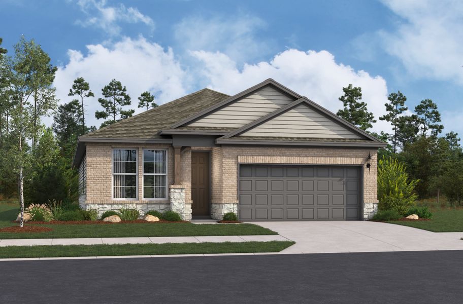 Representative exterior photo of a completed home built from the Keller by Beazer Homes in Hunter's Ranch, San Antonio, TX (Image 13). Representative exterior photo of a completed home built from the Keller by Beazer Homes in Hunter's Ranch, San Antonio, TX (Image 13).