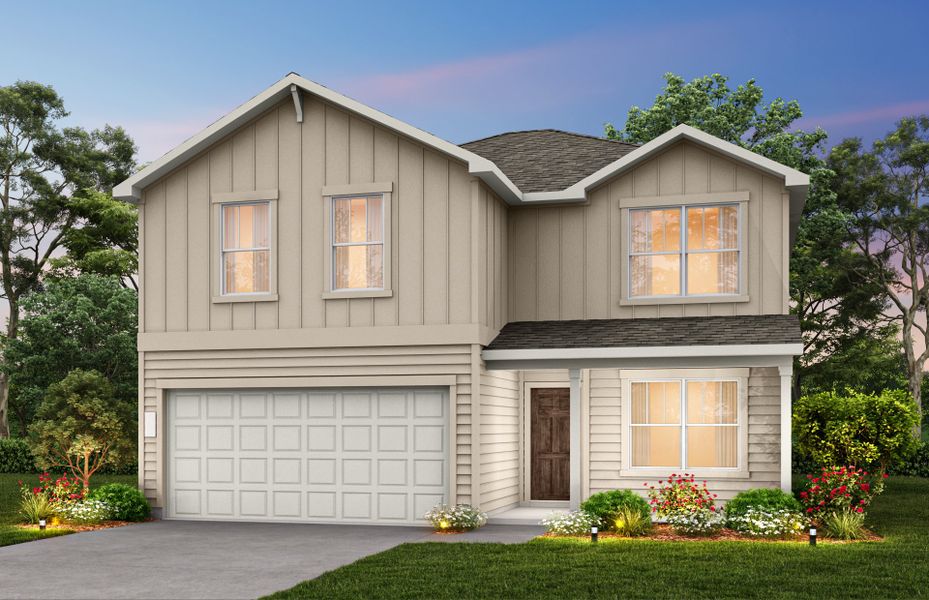 The Enloe, a two-story home with 2-car garage, shown with Home Exterior HC103