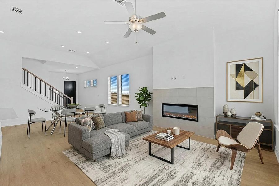 Furnished interior view inside a new home in The Colony - 45', Bastrop (Image 8).