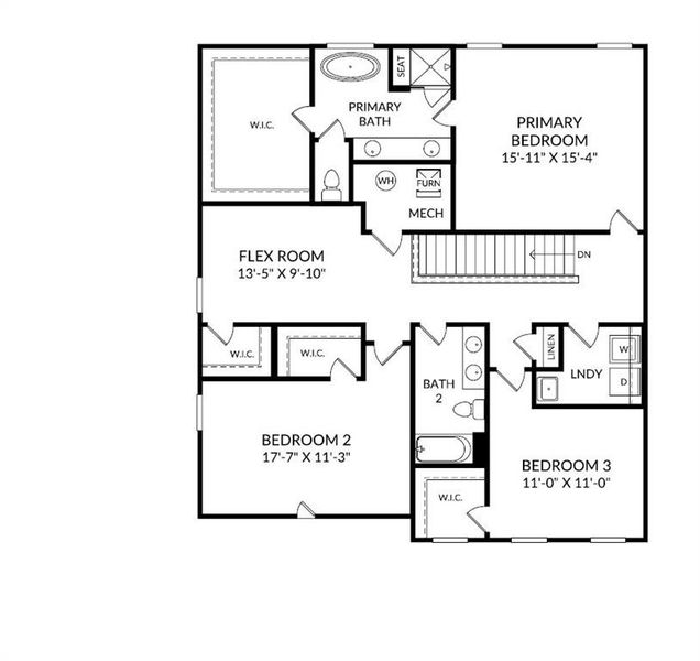 2D floor plan layout of this home in Riverside Ridge, Lawrenceville, GA (Image 3).