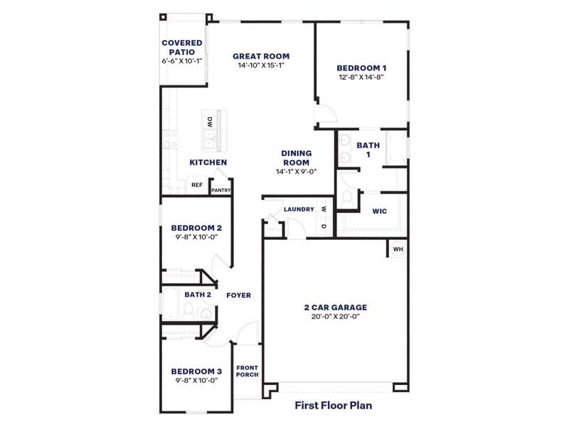 2D floor plan layout for the Swan by D.R. Horton in Magma Ranch Vistas, Florence, AZ (Image 3).