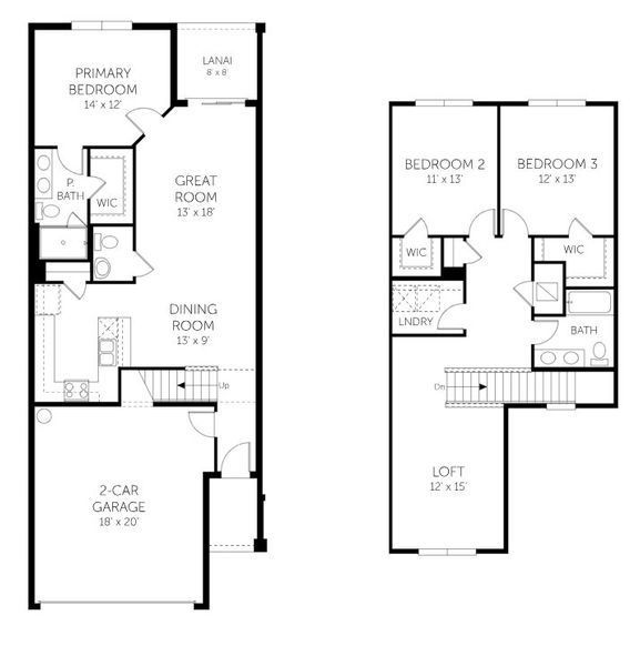 2D floor plan layout for the Osprey - Townhomes by Dream Finders Homes in Seaire Townhomes, Parrish, FL (Image 4).