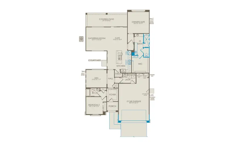 2D floor plan layout of this home in Del Webb at Rocking K, Tucson, AZ (Image 3).