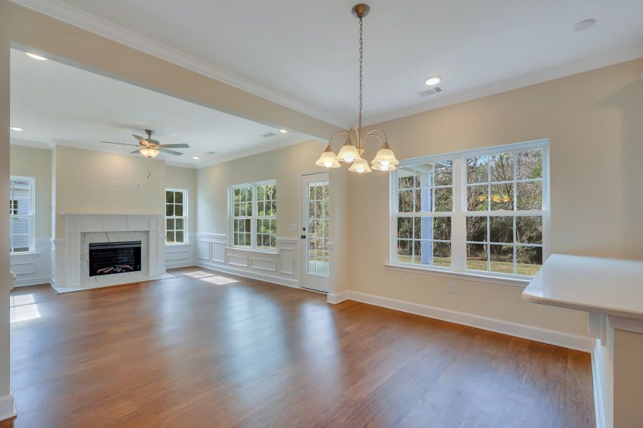 Looking into the Family Room from the Kitchen - Nantucket plan built by Ernest Homes - Customer selections Looking into the Family Room from the Kitchen - Nantucket plan built by Ernest Homes - Customer selections
