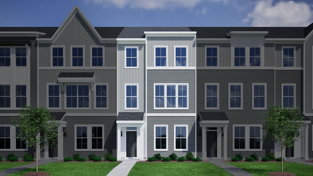 Representative exterior photo of a completed home built from the Corabell 3-Story 2-Car Garage - Vanguard Collection by Mungo Homes in Avenue One, Castle Hayne, NC (Image 7). Representative exterior photo of a completed home built from the Corabell 3-Story 2-Car Garage - Vanguard Collection by Mungo Homes in Avenue One, Castle Hayne, NC (Image 7).